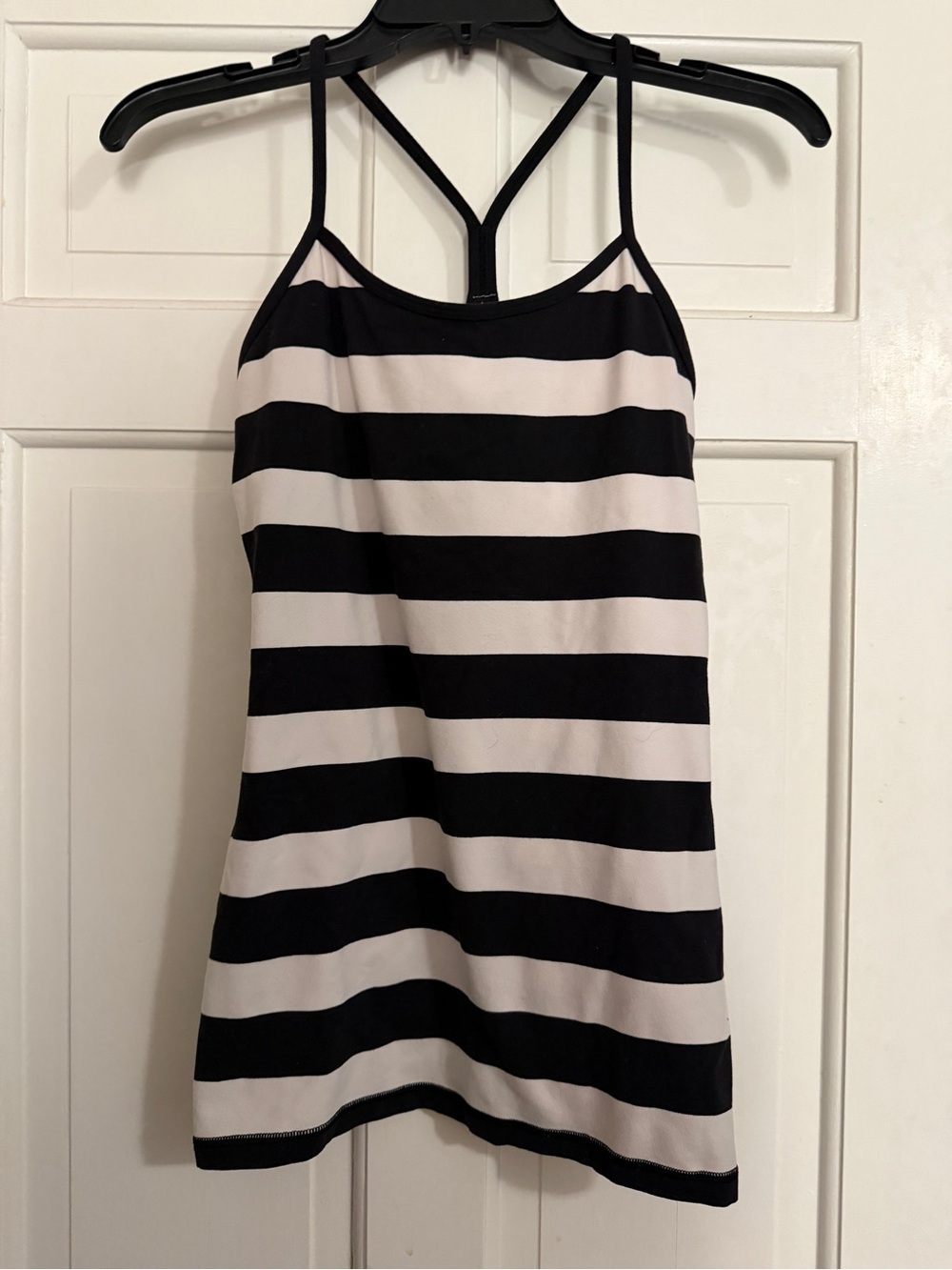 Vintage Y2K Lululemon athletica Black and White Striped Tank with Built-In Bra